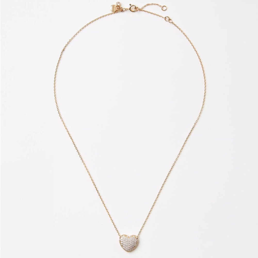 NWT  LOFT Gold Pave Puffy Heart Necklace